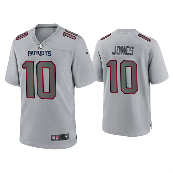 Men's New England Patriots #10 Mac Jones Gray Atmosphere Fashion Stitched Game Jersey